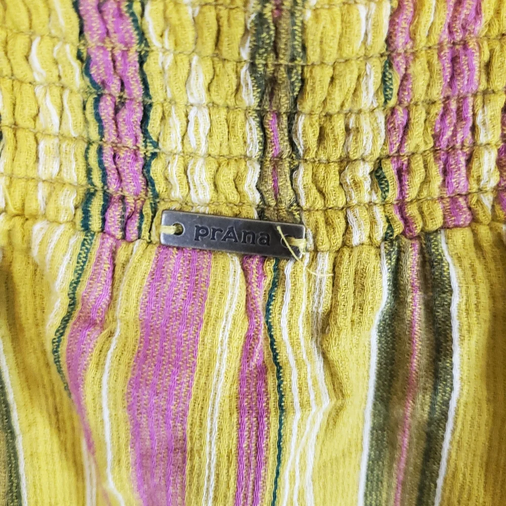 Prana Women's Large Little Palm Cami Smocked Tie Hem Tank Top Leapfrog New Tags. - Picture 5 of 7